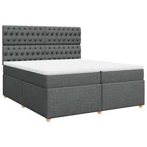Box spring postel s matrací tmavě šedá 200x200 cm textil - obrázek 2
