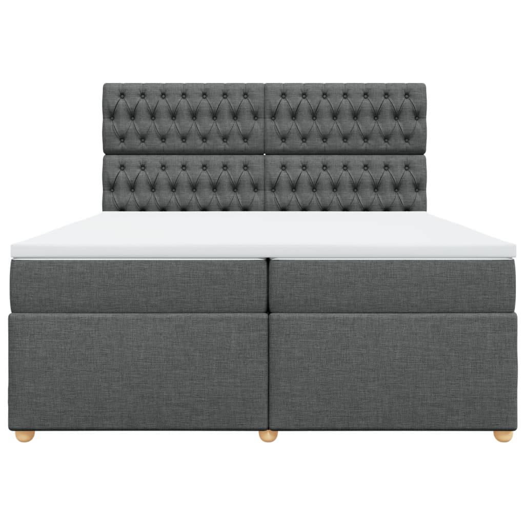 vidaXL Boxspring met matras stof donkergrijs 200x200 cm grijs, foto 4