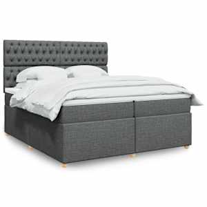 Box spring postel s matrací tmavě šedá 200x200 cm textil - obrázek 1