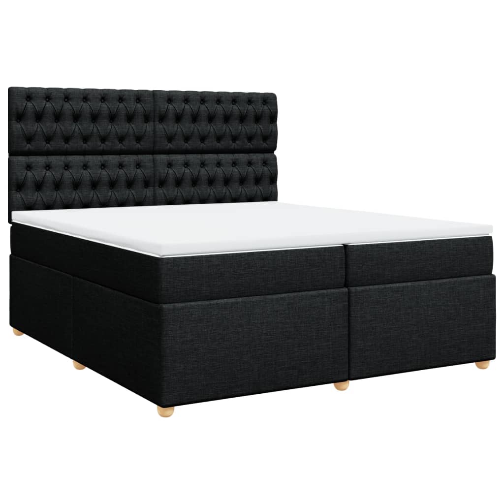 vidaXL Boxspring met matras stof zwart 200x200 cm, foto 3