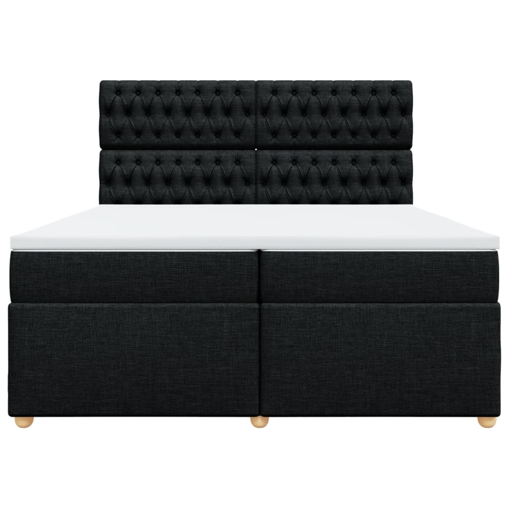 vidaXL Boxspring met matras stof zwart 200x200 cm, foto 4
