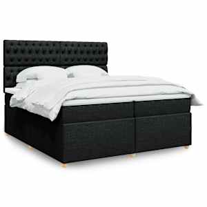 Box spring postel s matrací černá 200x200 cm textil - obrázek 1