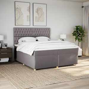Box spring postel s matrací taupe 200x200 cm textil - obrázek 3