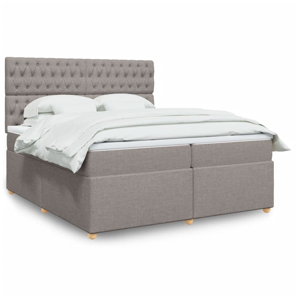 vidaXL Boxspringbett mit Matratze Taupe 200x200 cm Stoff