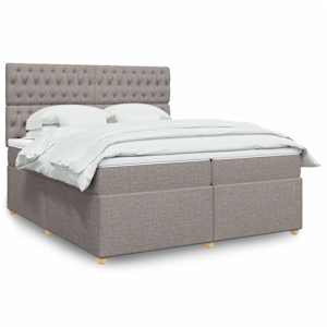 Box spring postel s matrací taupe 200x200 cm textil - obrázek 1