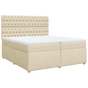 Box spring postel s matrací krémová 200x200 cm textil - obrázek 2