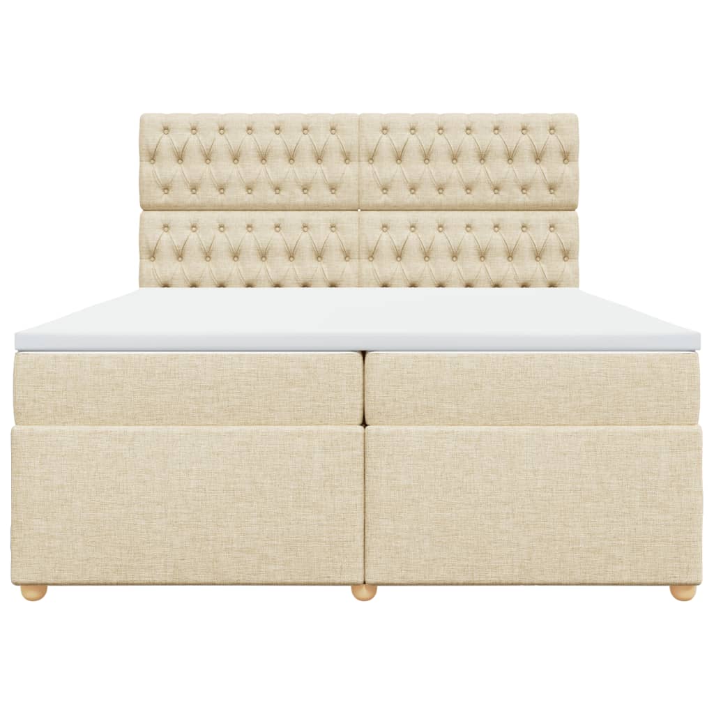 vidaXL Boxspring met matras stof crèmekleurig 200x200 cm, foto 4