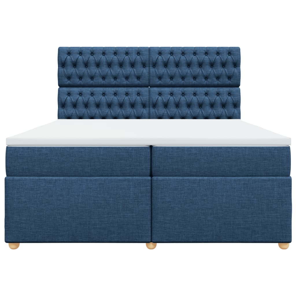 vidaXL Boxspring met matras stof blauw 200x200 cm, foto 4