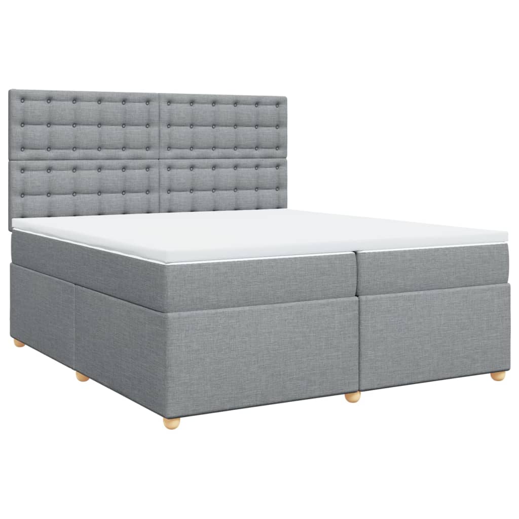 vidaXL Boxspring met matras stof lichtgrijs 200x200 cm grijs, foto 3