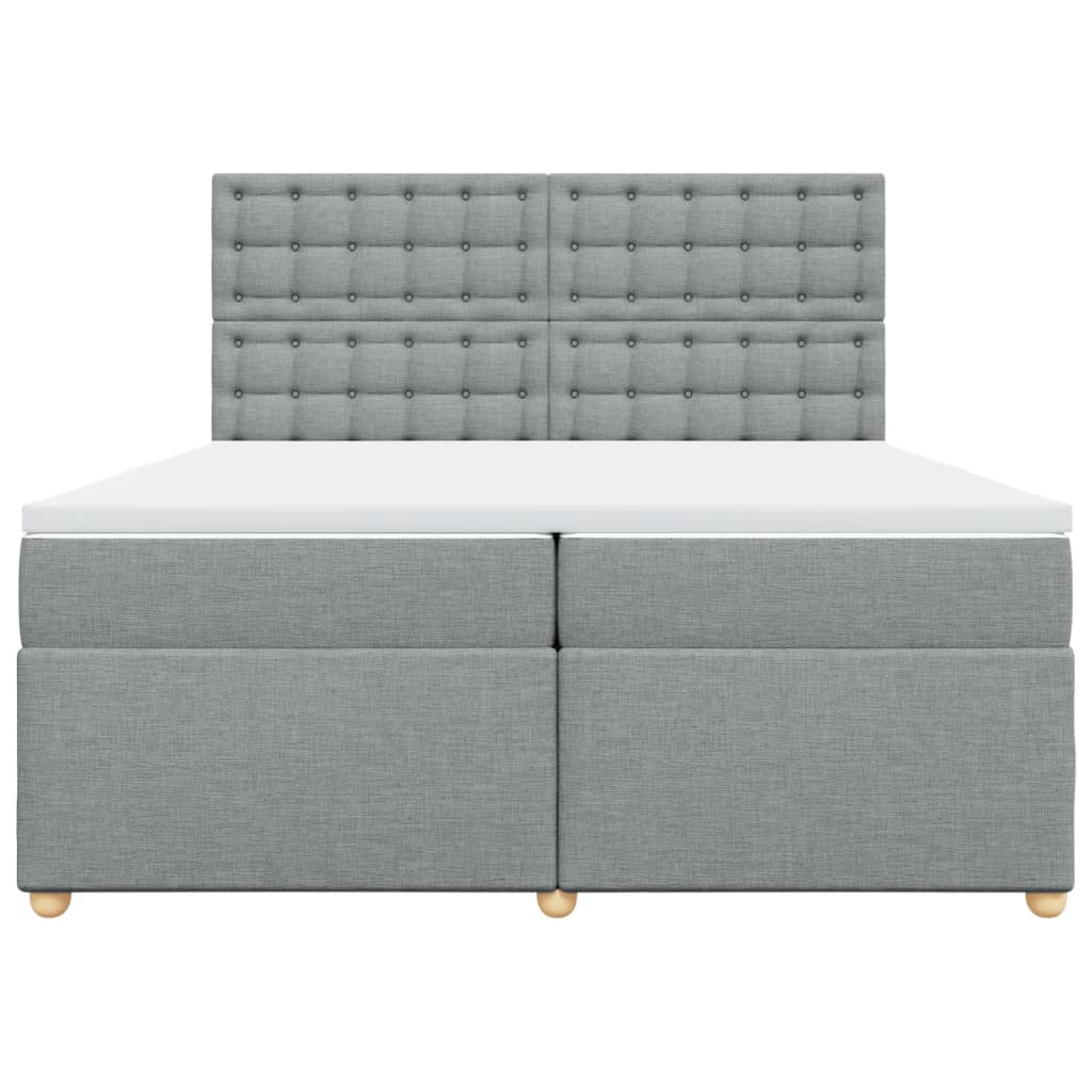 vidaXL Boxspring met matras stof lichtgrijs 200x200 cm grijs, foto 4