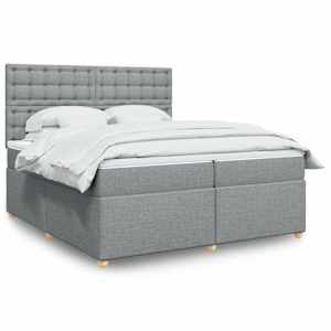 Box spring postel s matrací světle šedá 200 x 200 cm textil - obrázek 1