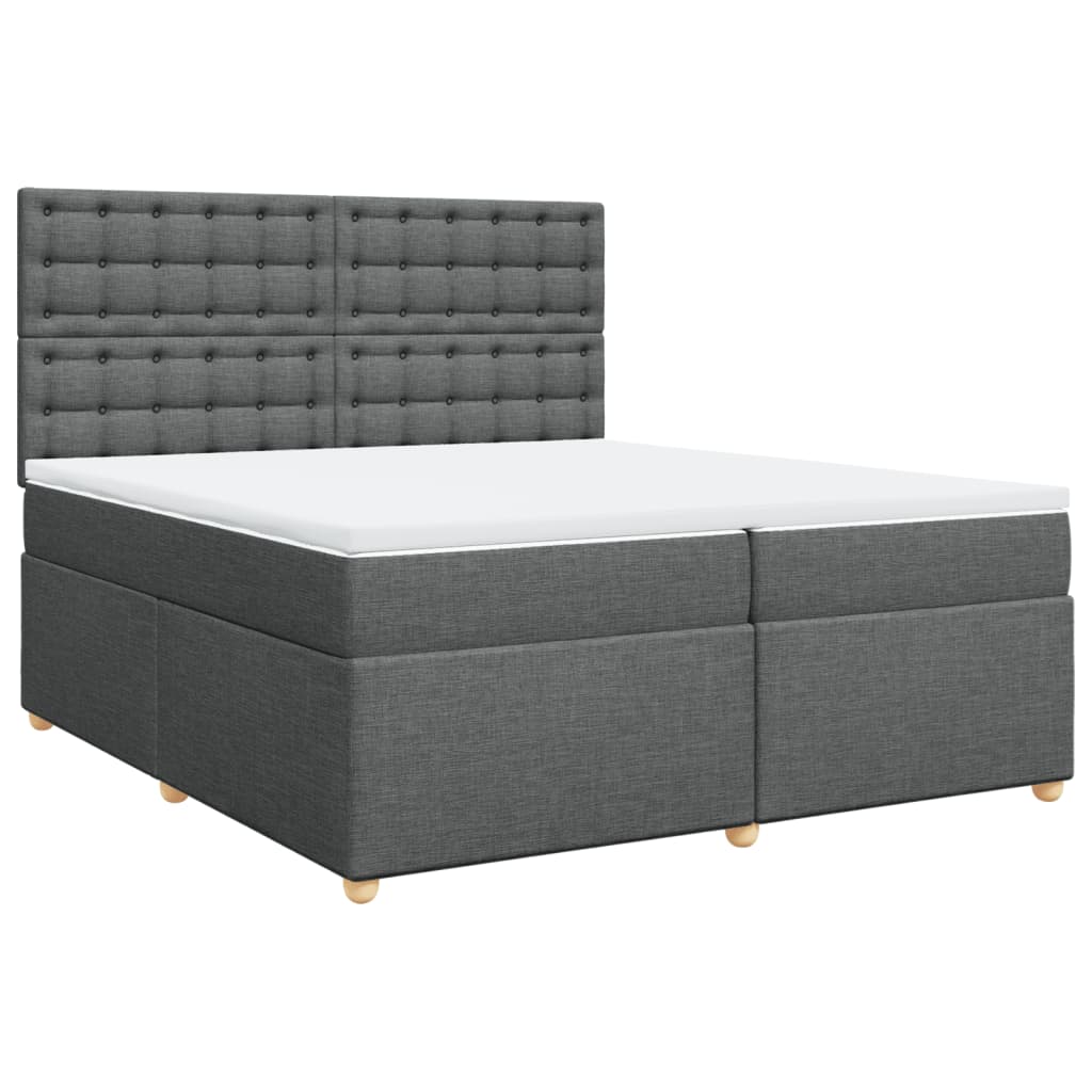 vidaXL Pat box spring cu saltea, gri închis, 200x200 cm, textil