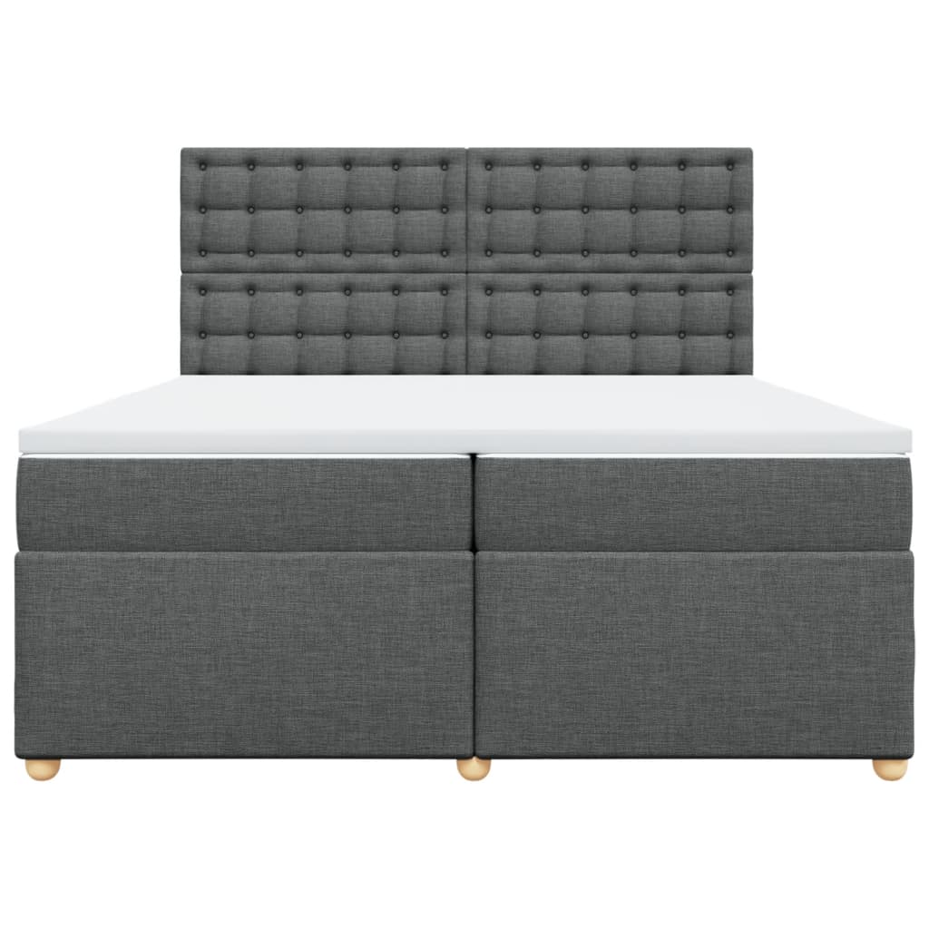 vidaXL Boxspring met matras stof donkergrijs 200x200 cm grijs, foto 4