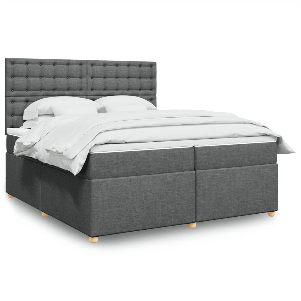 Boxspringbett mit Matratze Dunkelgrau 200×200 cm Stoff