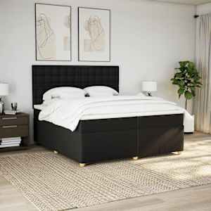 Box spring postel s matrací černá 200x200 cm textil - obrázek 3