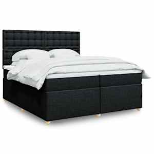 Box spring postel s matrací černá 200x200 cm textil - obrázek 1