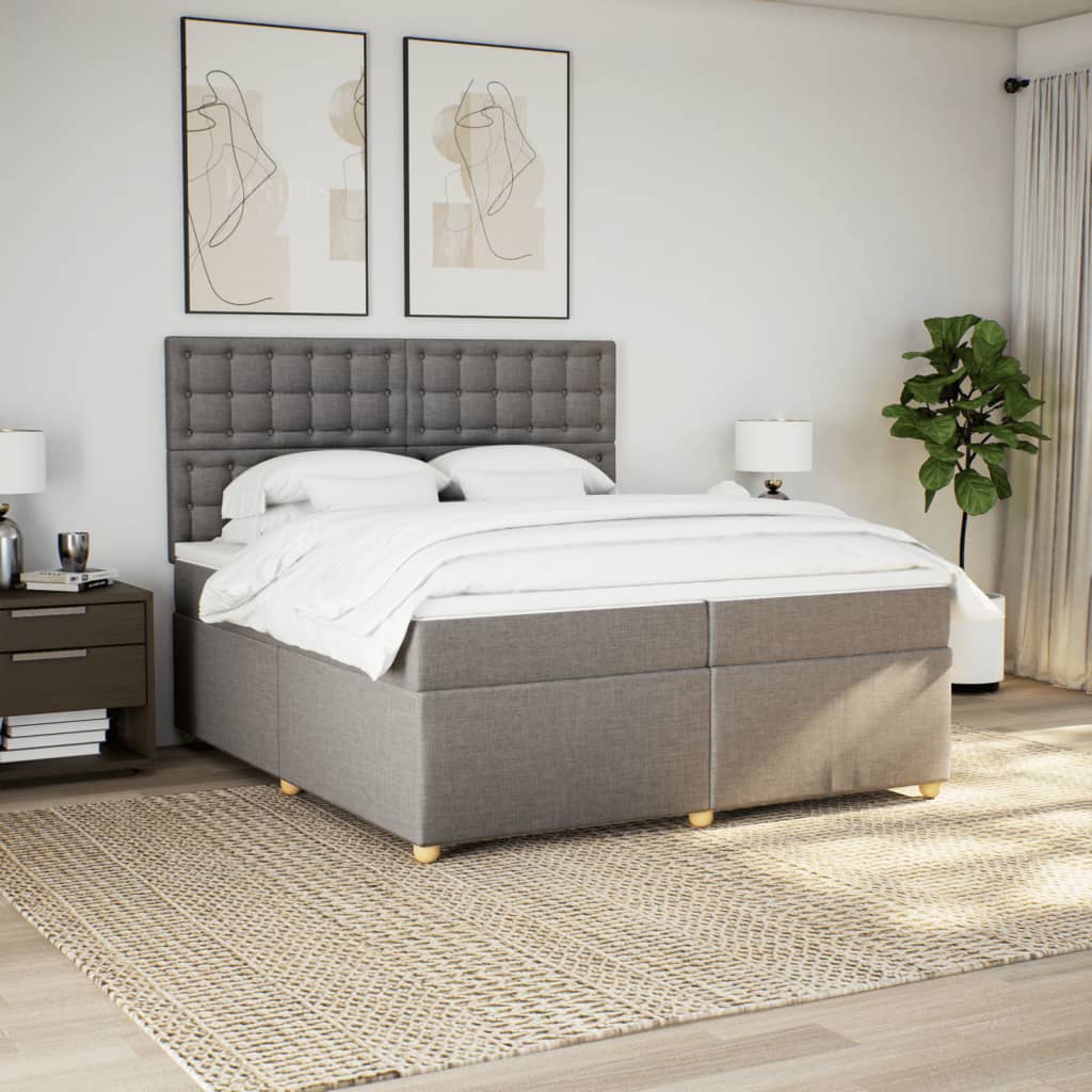 vidaXL Boxspring met matras stof taupe 200x200 cm, foto 2