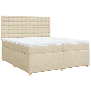 Box spring postel s matrací krémová 200x200 cm textil - obrázek 2