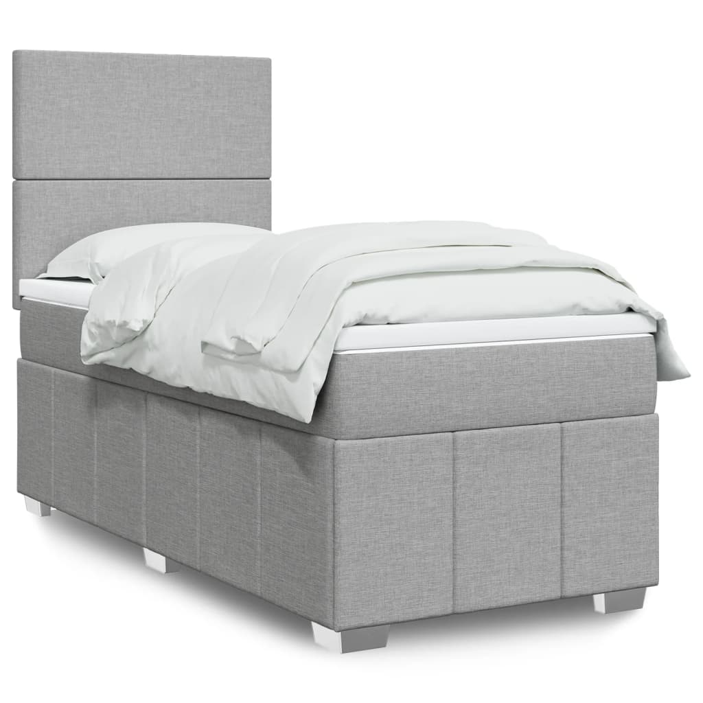 Boxspringbett mit Matratze Hellgrau 80×200 cm Stoff