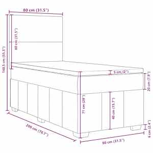 Box spring postel s matrací tmavě šedá 80 x 200 cm textil - obrázek 13