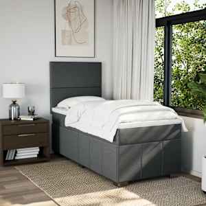 vidaXL Sommier &agrave; lattes de lit avec matelas Gris fonc&eacute; 80x200 cm Tissu
