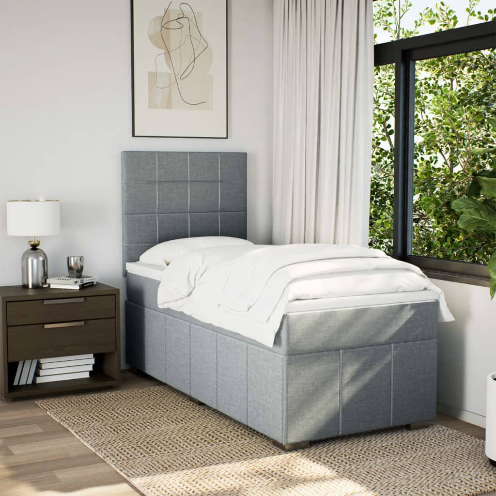 vidaXL Boxspring met matras stof lichtgrijs 80x200 cm afbeelding
