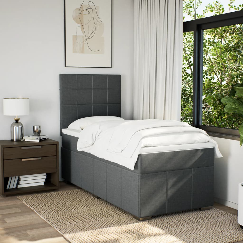 vidaXL Boxspring met matras stof donkergrijs 80x200 cm grijs, foto 2