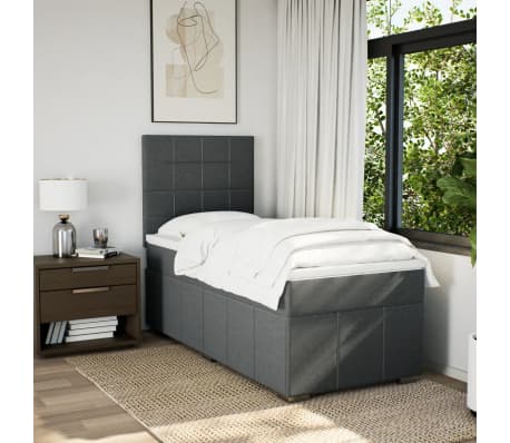 vidaXL Sommier &agrave; lattes de lit avec matelas Gris fonc&eacute; 80x200 cm Tissu