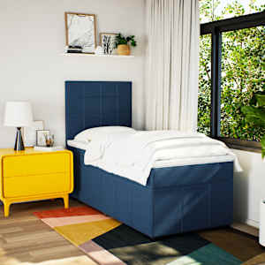 vidaXL Pat box spring cu saltea, albastru, 80x200 cm, textil