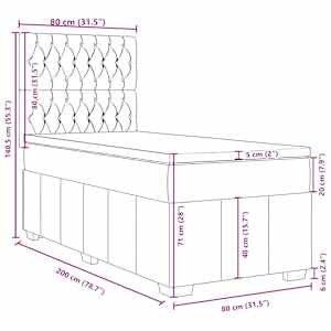 Box spring postel s matrací světle šedá 80 x 200 cm textil - obrázek 13