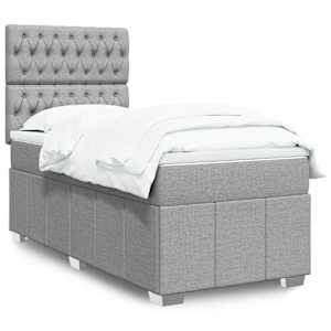 Box spring postelja z vzmetnico svetlo siva 80x200 cm blago