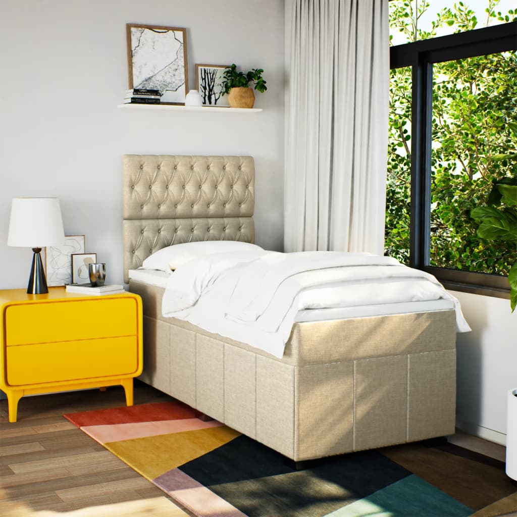 Thumbnail - vidaXL Boxspringbett mit Matratze Creme 80x200 cm Stoff