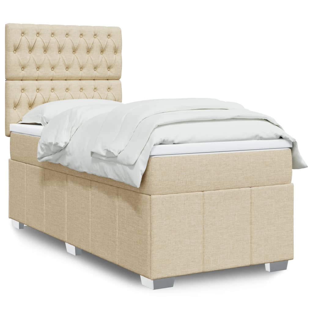 Boxspringbett mit Matratze Creme 80×200 cm Stoff