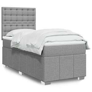 Box spring postel s matrací světle šedá 80 x 200 cm textil - obrázek 1