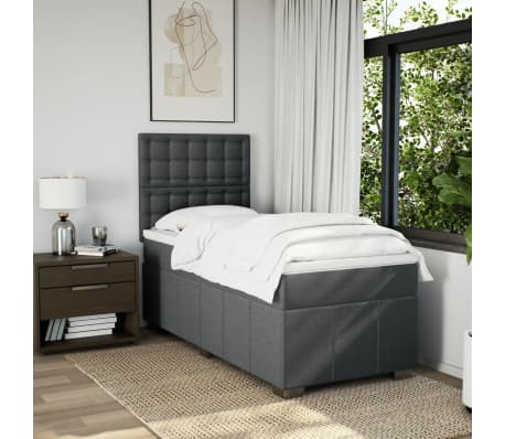 vidaXL Sommier &agrave; lattes de lit avec matelas Gris fonc&eacute; 80x200 cm Tissu