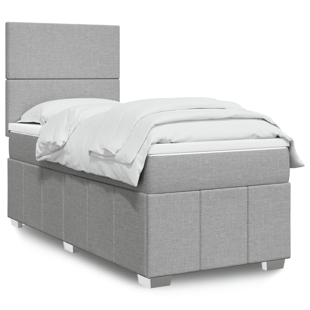 Boxspringbett mit Matratze Hellgrau 90×190 cm Stoff