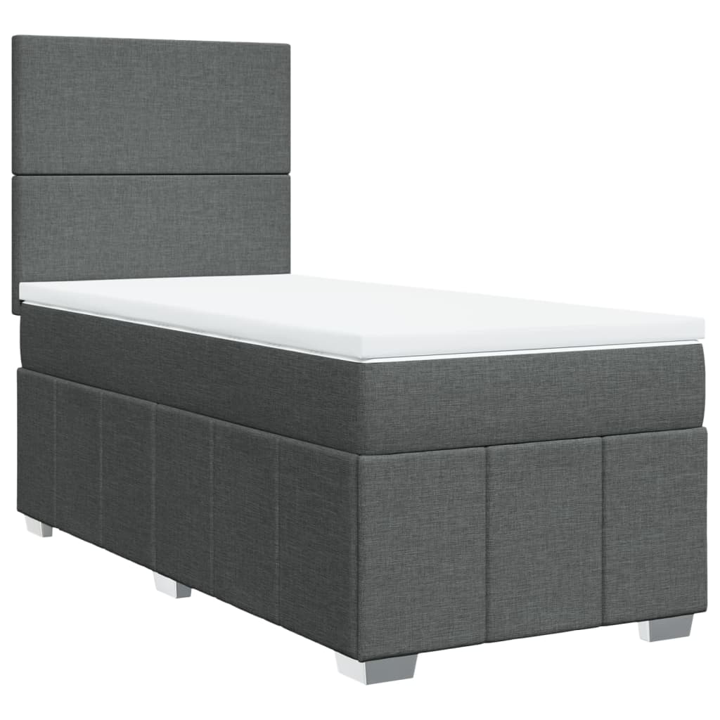 vidaXL Boxspring met matras stof donkergrijs 90x190 cm grijs, foto 3