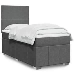 Box spring postelja z vzmetnico temno siva 90x190 cm blago