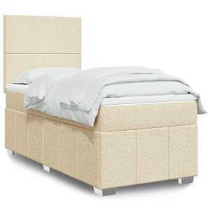Box spring postel s matrací krémová 90x190 cm textil - obrázek 1