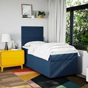 Box spring postel s matrací modrá 90x190 cm textil - obrázek 3