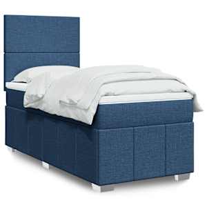Box spring postel s matrací modrá 90x190 cm textil - obrázek 1