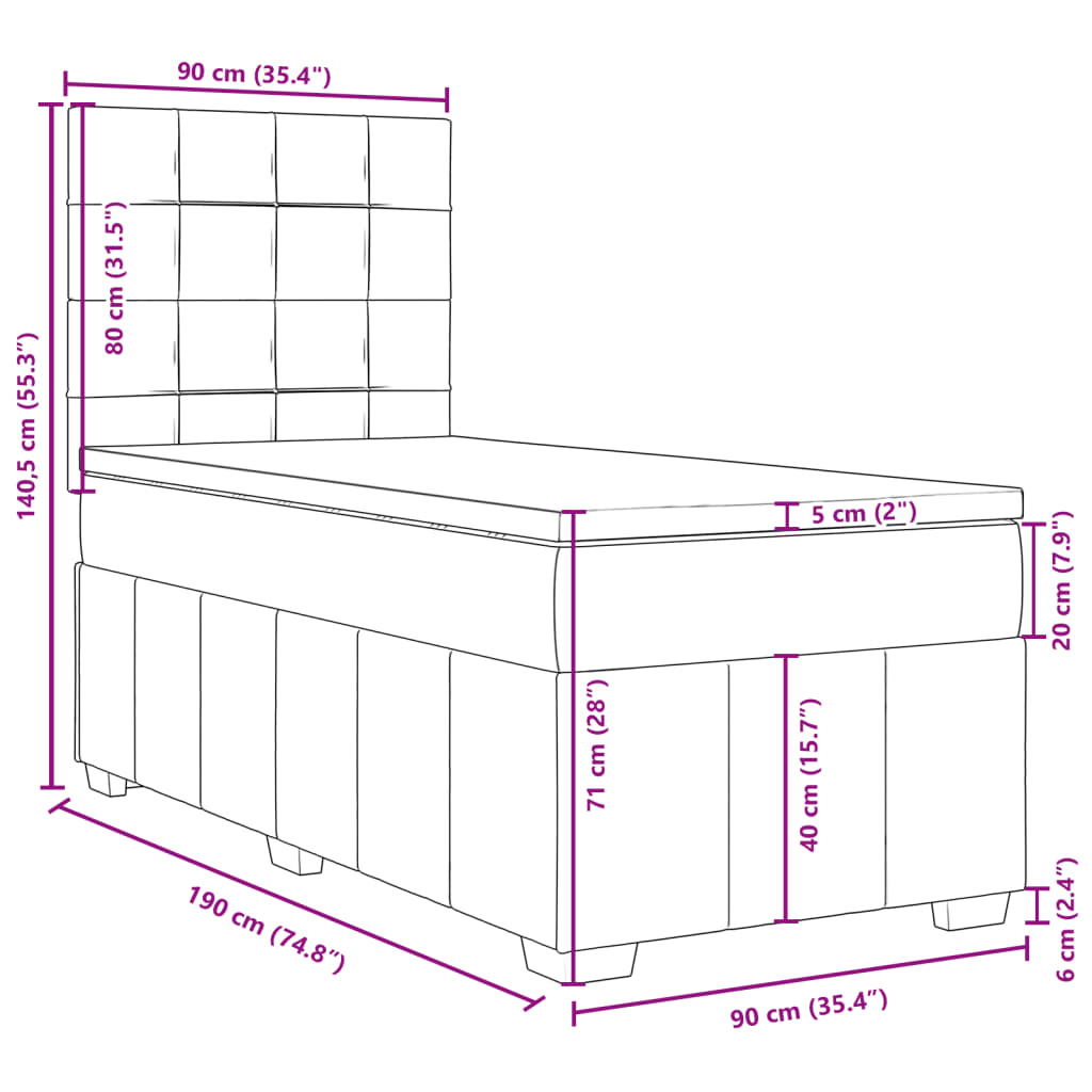 Box spring postel s matrací světle šedá 90x190 cm textil - obrázek 13
