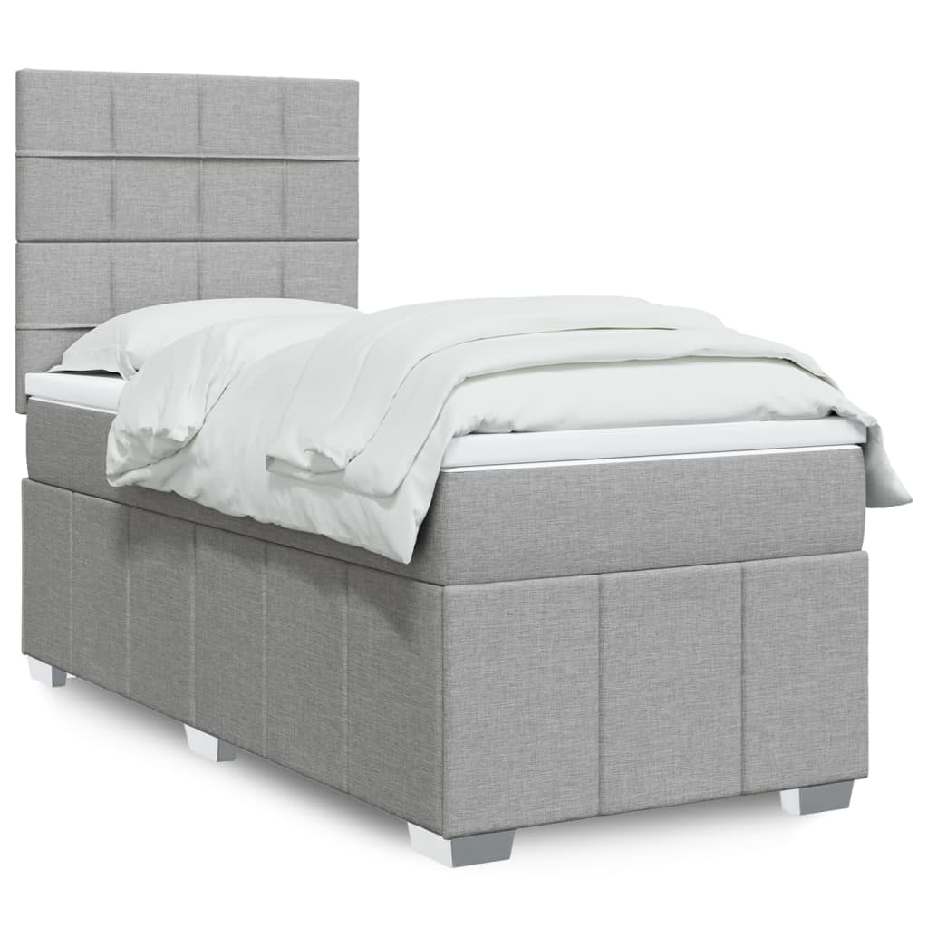 Boxspringbett mit Matratze Hellgrau 90×190 cm Stoff