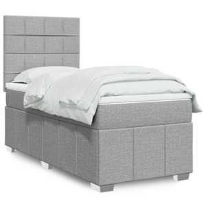 Box spring postelja z vzmetnico svetlo siva 90x190 cm blago