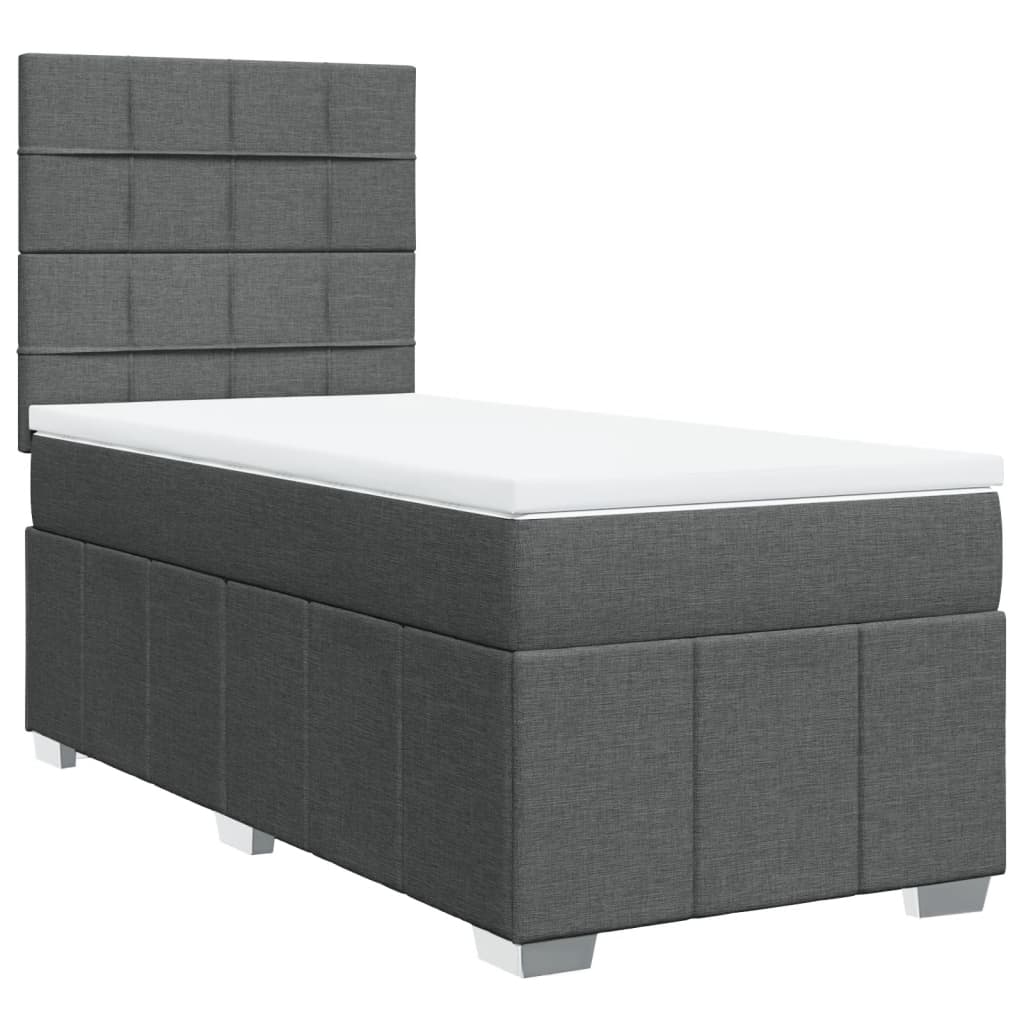 vidaXL Boxspring met matras stof donkergrijs 90x190 cm grijs, foto 3