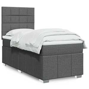 Box spring postelja z vzmetnico temno siva 90x190 cm blago