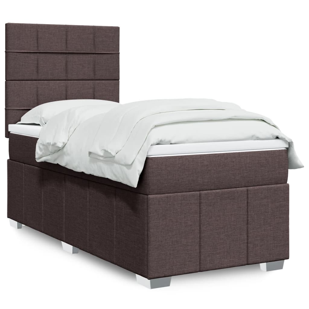 Boxspringbett mit Matratze Dunkelbraun 90×190 cm Stoff