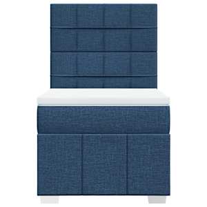 Box spring postel s matrací modrá 90x190 cm textil - obrázek 4