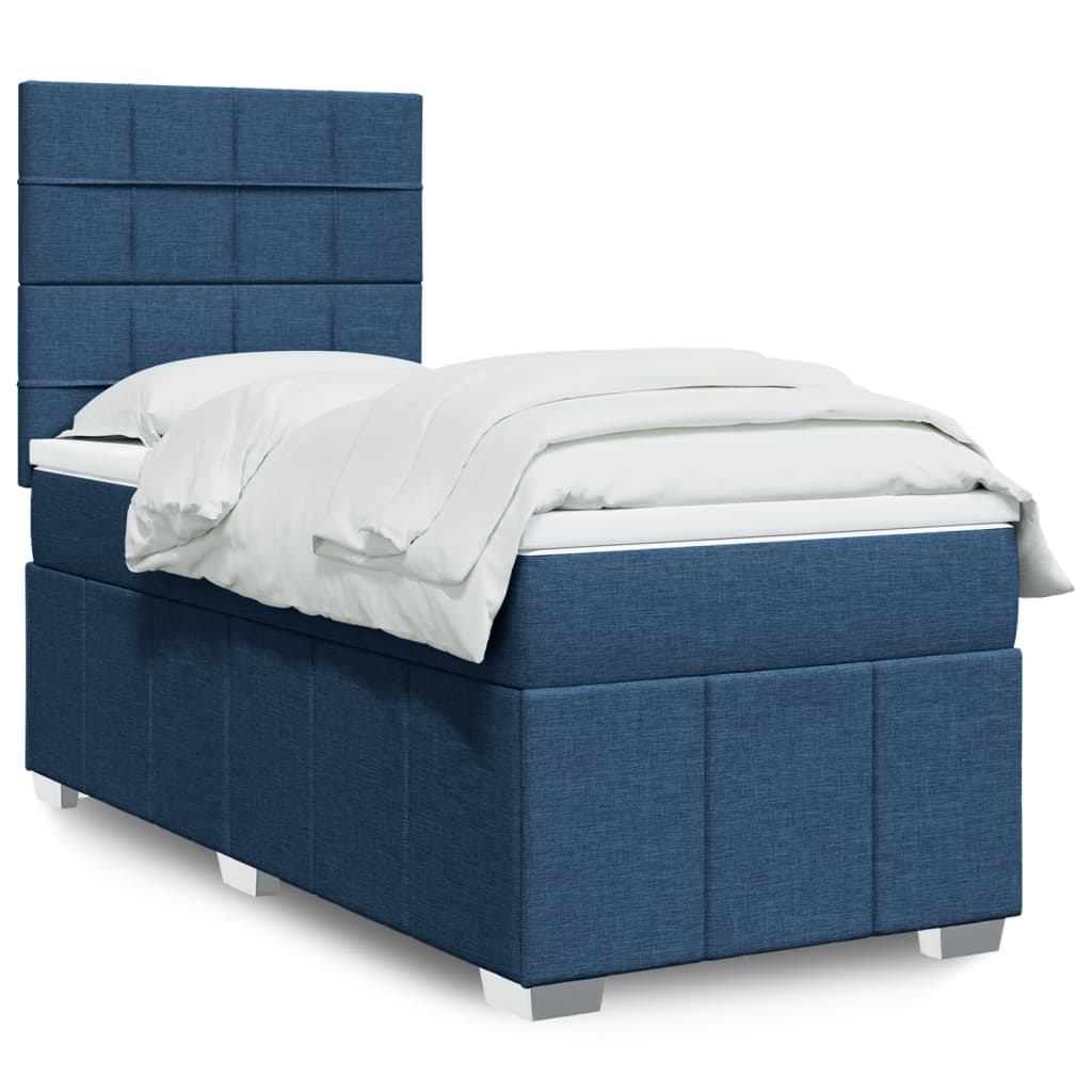 Boxspringbett mit Matratze Blau 90×190 cm Stoff