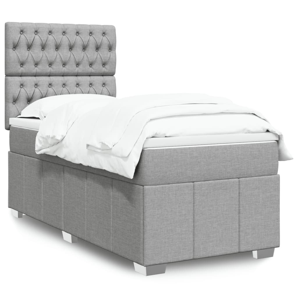 Boxspringbett mit Matratze Hellgrau 90×190 cm Stoff